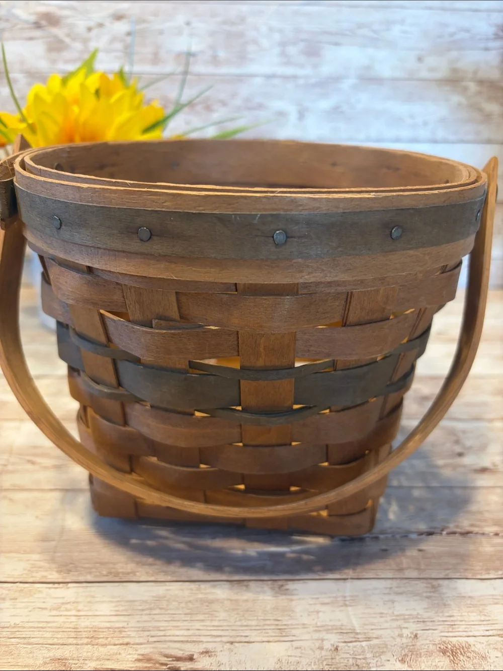 Longaberger 1988 Brown and Dark Brown Woven Poinsettia Basket